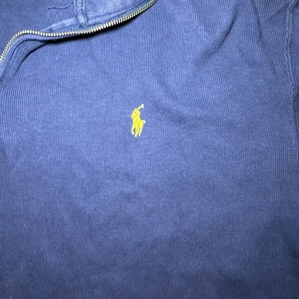 Polo Ralph Lauren 1/4 Zip Pullover Sweater Mens 1XL‎ Big Navy Blue Academia